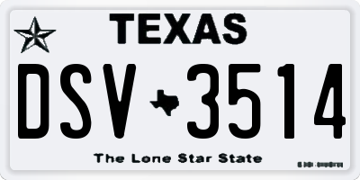 TX license plate DSV3514