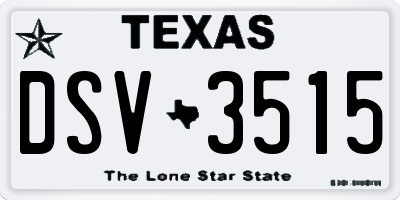 TX license plate DSV3515