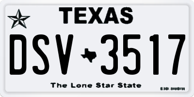 TX license plate DSV3517