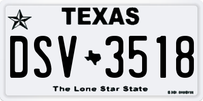 TX license plate DSV3518