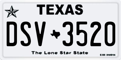 TX license plate DSV3520