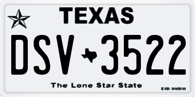 TX license plate DSV3522