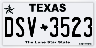 TX license plate DSV3523