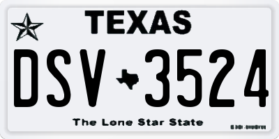 TX license plate DSV3524