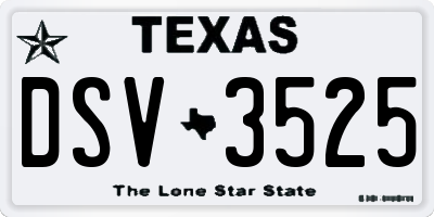TX license plate DSV3525