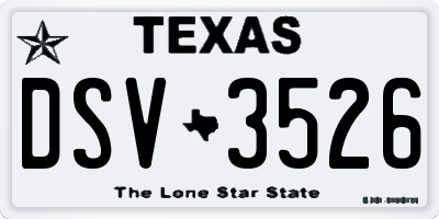 TX license plate DSV3526