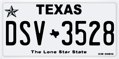 TX license plate DSV3528