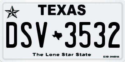 TX license plate DSV3532