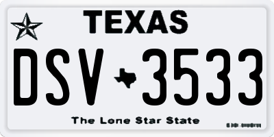 TX license plate DSV3533