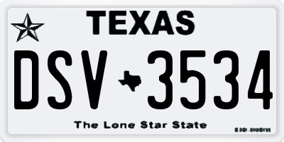 TX license plate DSV3534
