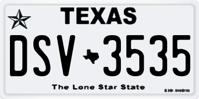 TX license plate DSV3535
