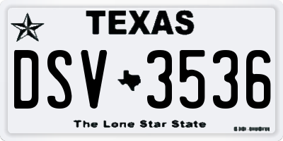 TX license plate DSV3536