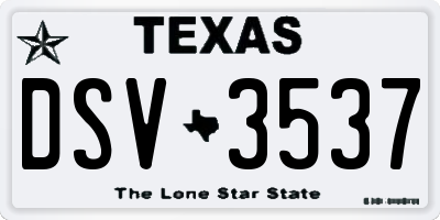 TX license plate DSV3537