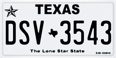 TX license plate DSV3543