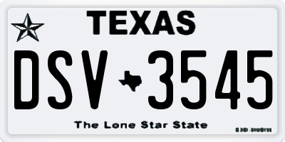 TX license plate DSV3545