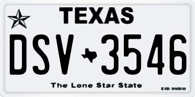 TX license plate DSV3546