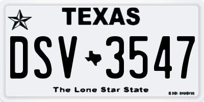 TX license plate DSV3547