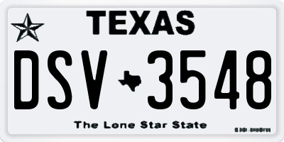 TX license plate DSV3548