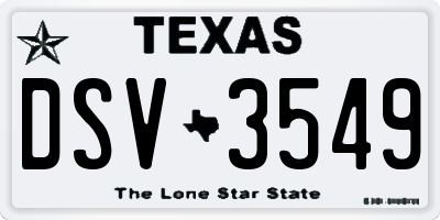 TX license plate DSV3549