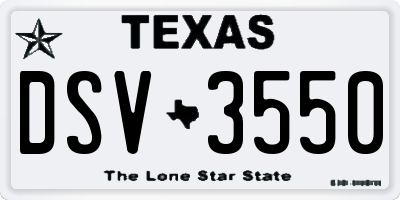 TX license plate DSV3550