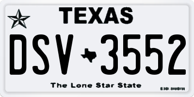 TX license plate DSV3552