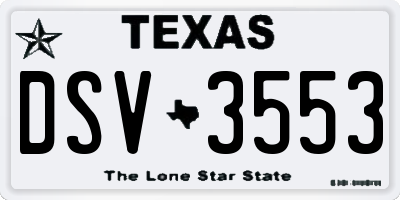 TX license plate DSV3553