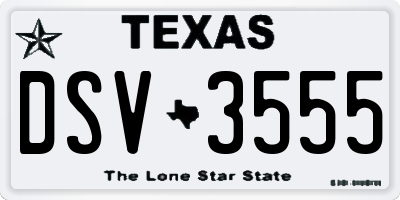 TX license plate DSV3555