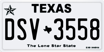 TX license plate DSV3558