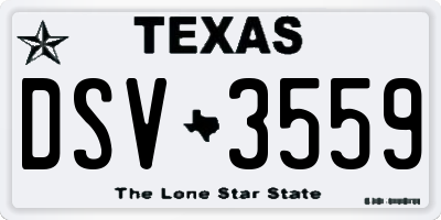 TX license plate DSV3559