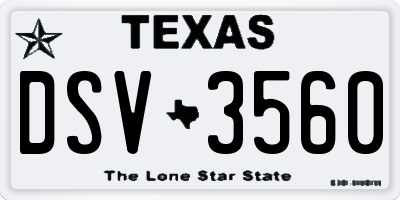 TX license plate DSV3560
