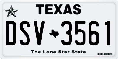 TX license plate DSV3561