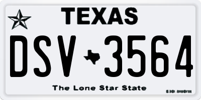 TX license plate DSV3564