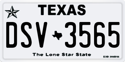 TX license plate DSV3565