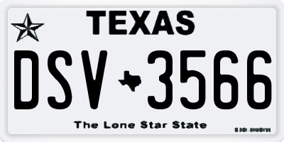 TX license plate DSV3566