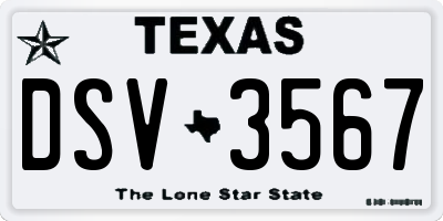 TX license plate DSV3567