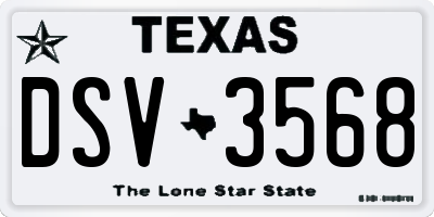 TX license plate DSV3568