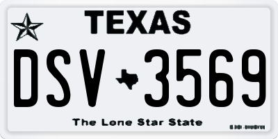 TX license plate DSV3569