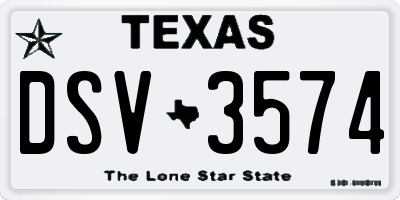 TX license plate DSV3574