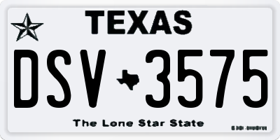TX license plate DSV3575