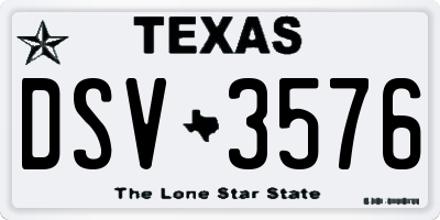 TX license plate DSV3576