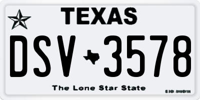 TX license plate DSV3578