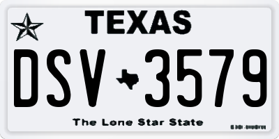 TX license plate DSV3579