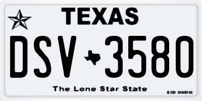 TX license plate DSV3580