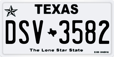 TX license plate DSV3582