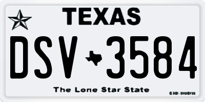 TX license plate DSV3584