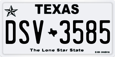 TX license plate DSV3585