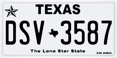 TX license plate DSV3587
