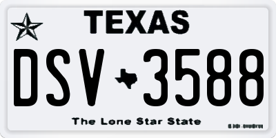 TX license plate DSV3588