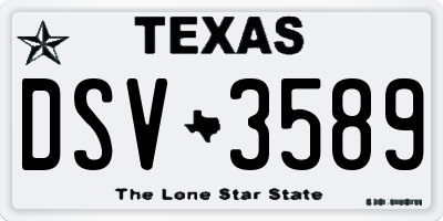 TX license plate DSV3589