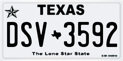 TX license plate DSV3592